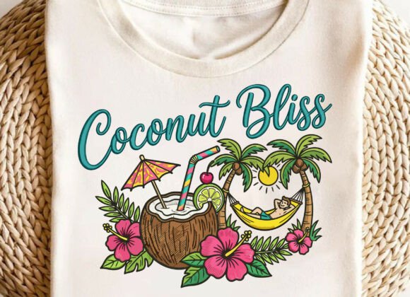Coconut Bliss Embroidery SVG Design PNG: Creative Uses