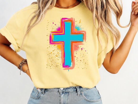 Colorful Cross T-Shirt SVG PNG Design: A Vibrant Faith Statement