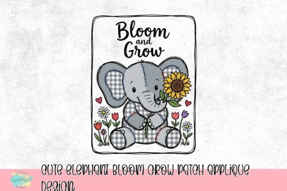 Cute Elephant Bloom Grow Patch: A Charming Design for Creative Projects