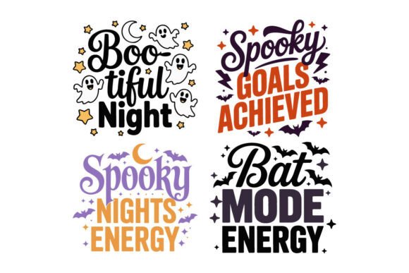 Halloween T-Shirt Design Set: Spooky, Editable Vector Graphics