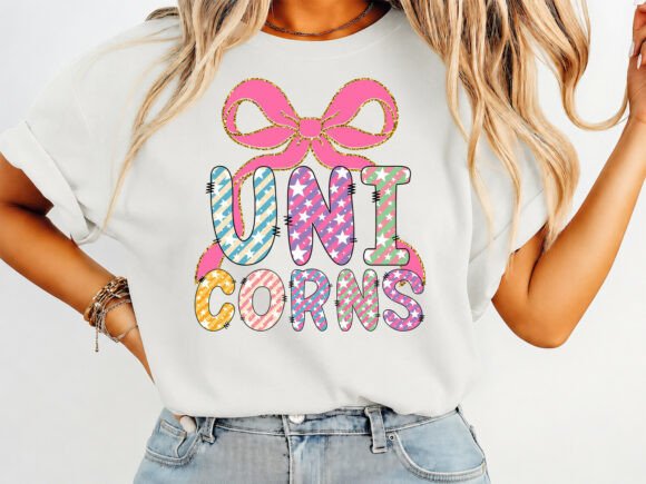 Unicorns Preppy Coquette T-Shirt Design: A Whimsical Asset for Creators